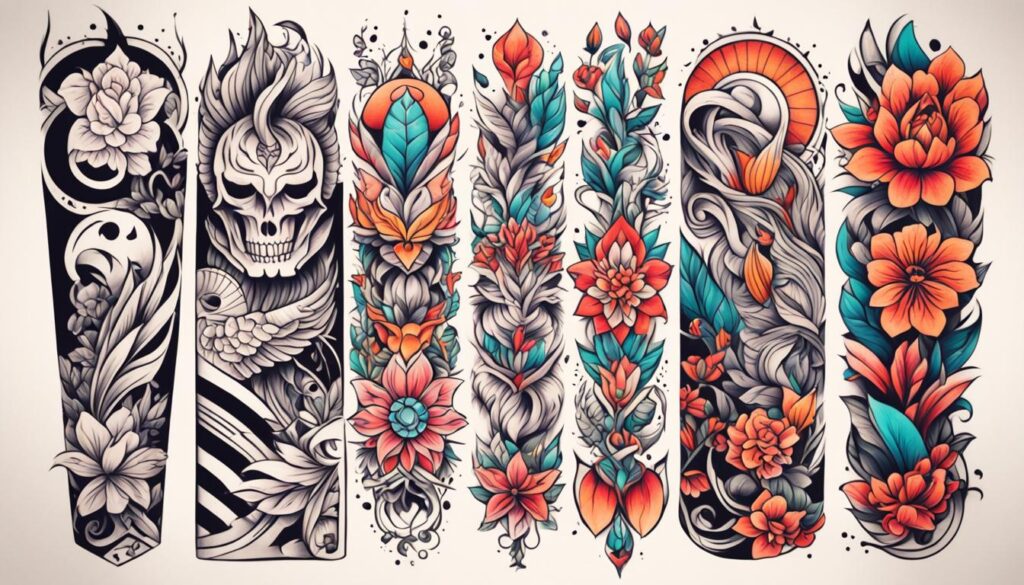 Various tattoo styles and designs