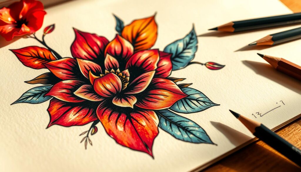 custom color tattoo design